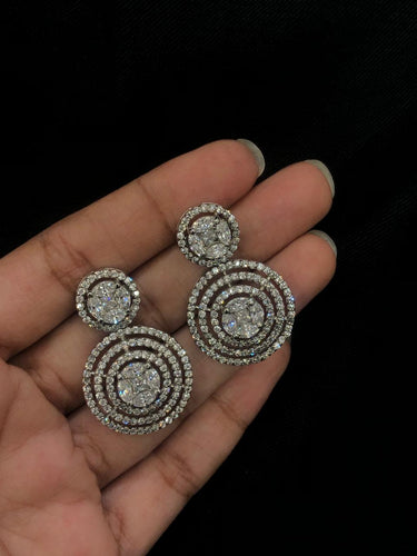 Round Drop Doublet Silver Earrings